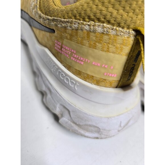 Nike Women's React Infinity Run Flyknit 3 Wheat Gold Sneaker  size 9.5 - Picture 10 of 16